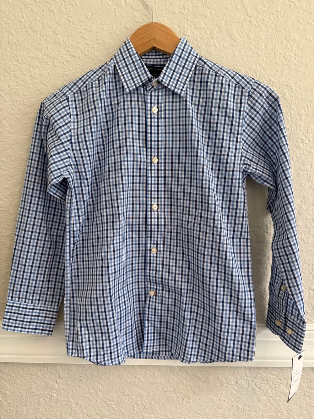 Tommy Hilfiger Blue & White Plaid Button-Down Shirt - Size 10